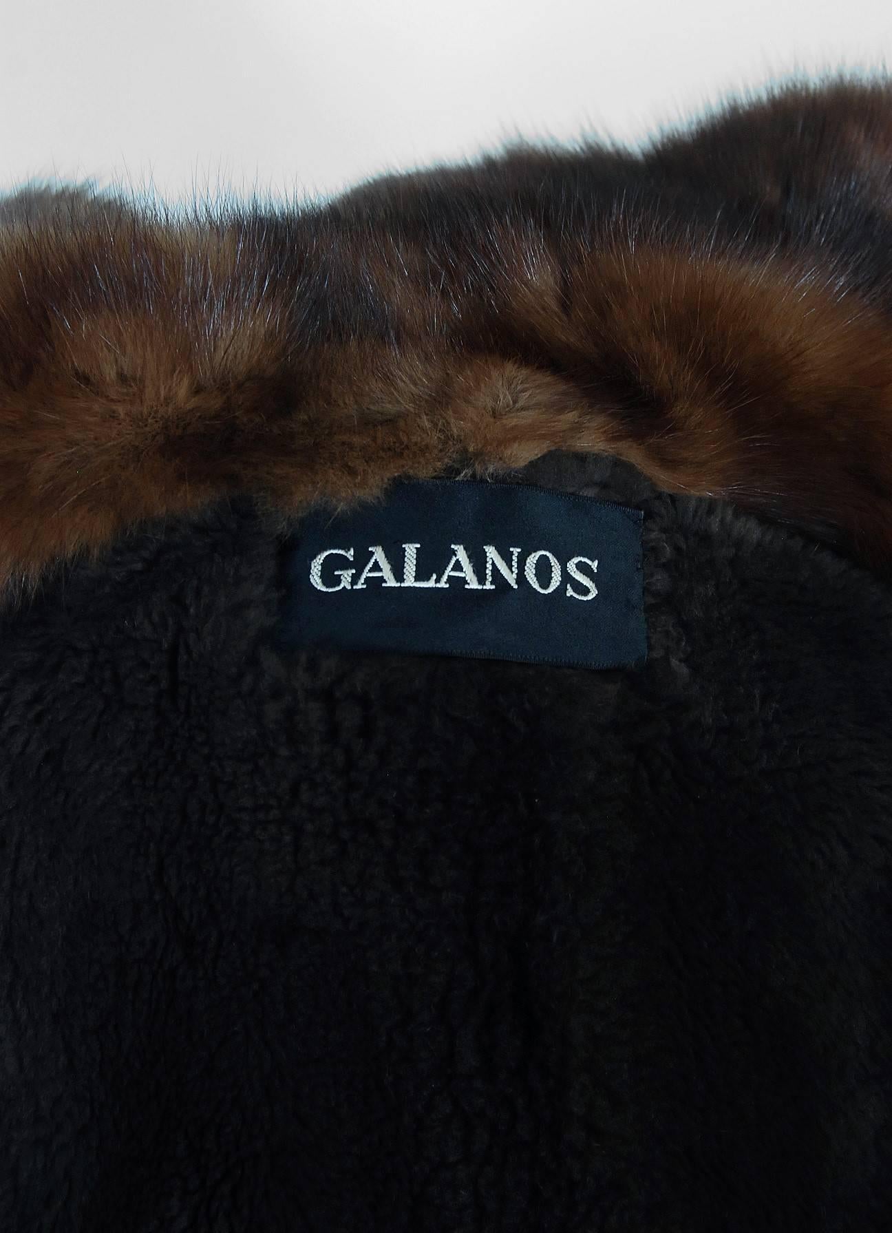 1970'S Galanos Couture Russian Sable-Fur & Denim Belted Maxi Princess Coat  3