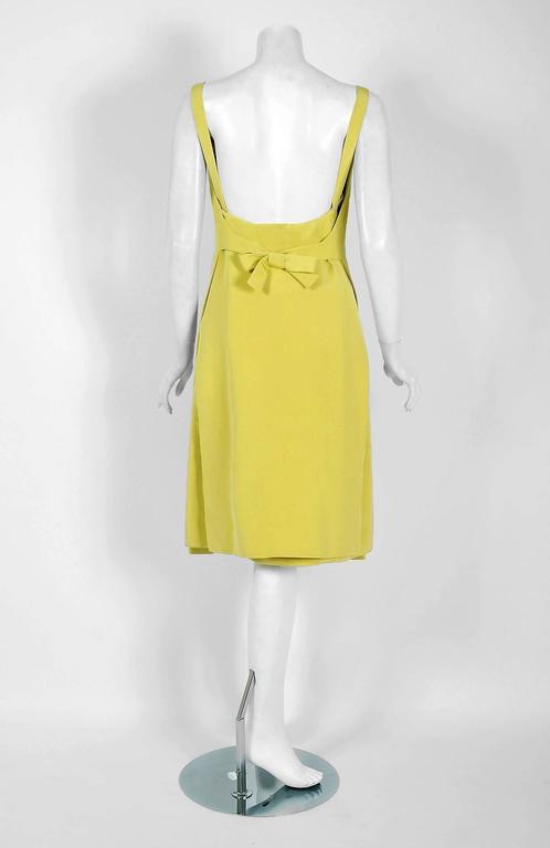 1962 Christian Dior Haute Couture Chartreuse Silk Backless Bow Cocktail ...
