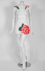 1948 Catalina Documented Pink Roses Cotton Flutter-Sleeve Swimsuit Playsuit