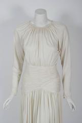 1992 Oscar de la Renta Ivory-White Ruched Silk Grecian Goddess Gown w/Tags