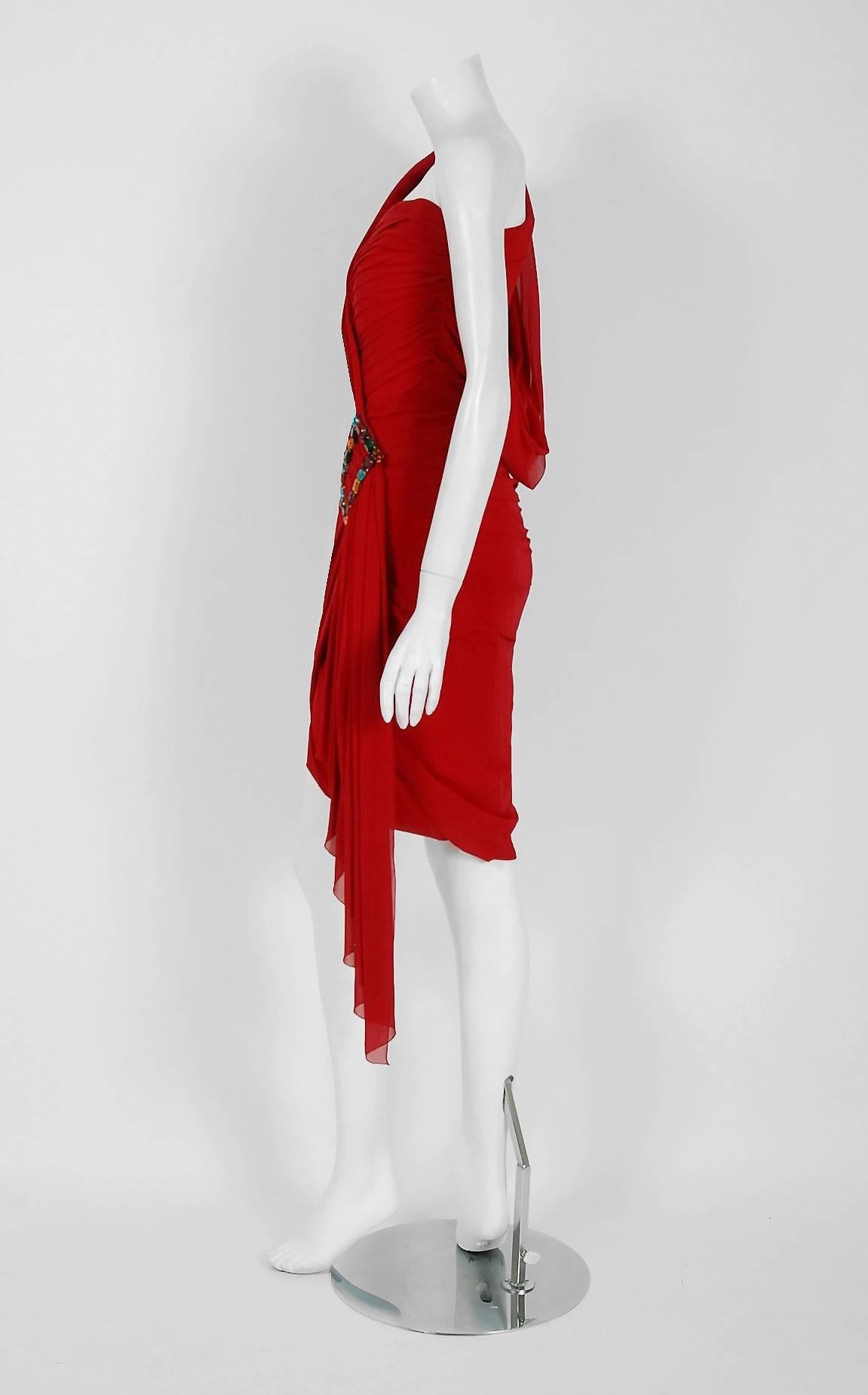 Women's 1985 Christian Lacroix for Jean Patou Haute-Couture Silk Asymmetric Hooded Dress