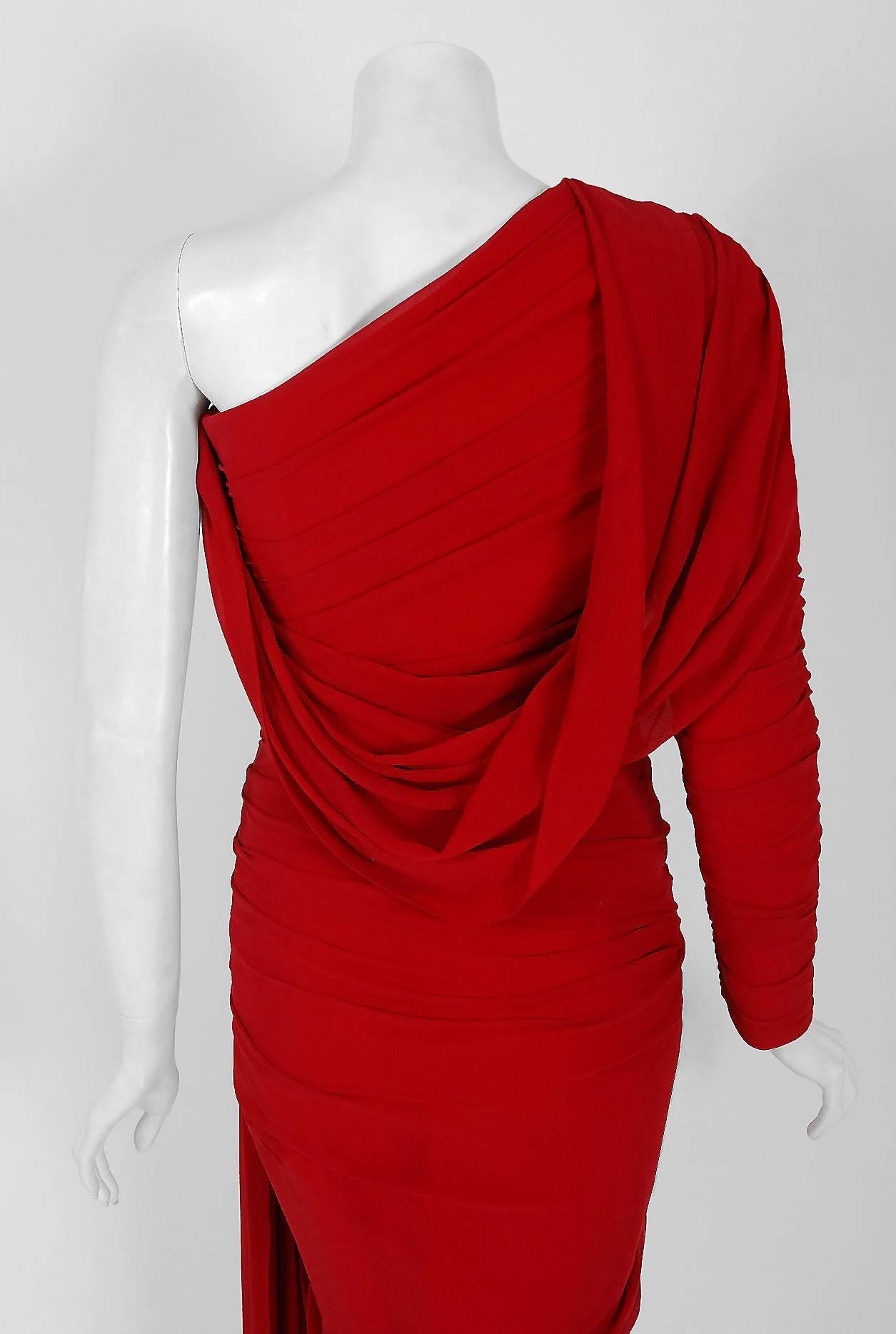 1985 Christian Lacroix for Jean Patou Haute-Couture Silk Asymmetric Hooded Dress 2
