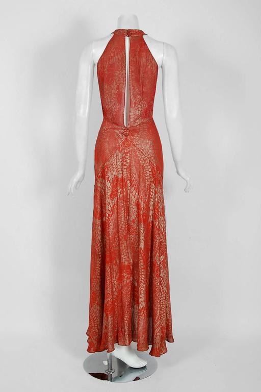 1930's Couture Metallic Floral Print Lame Bias-Cut Gown and Billow ...