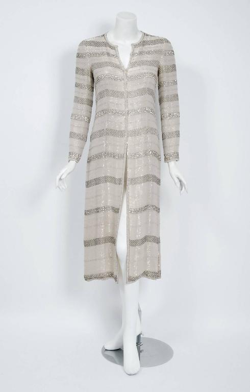 Spring 1976 Chanel Haute Couture Silk Ivory Dress w Hand Stitched Pleats