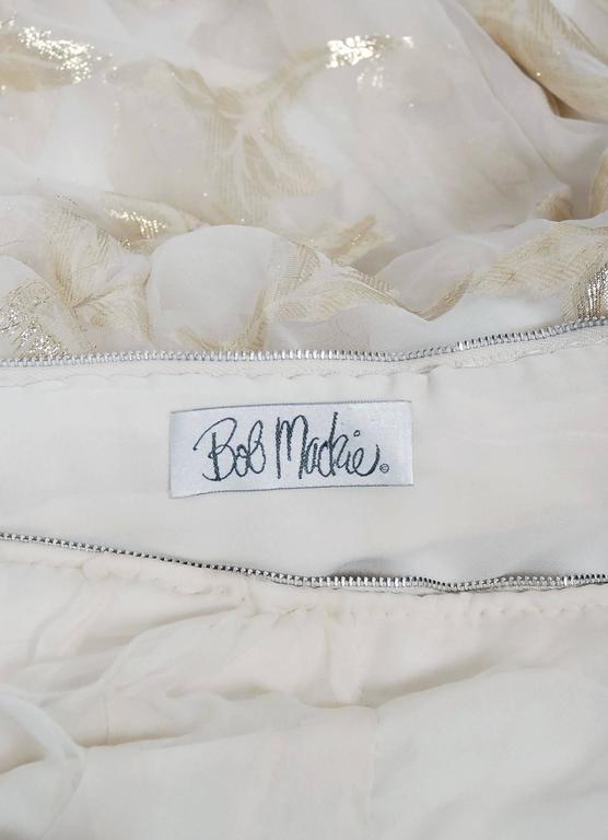 Vintage 1979 Bob Mackie Couture Metallic Ivory Gold Sari-Silk Strapless ...