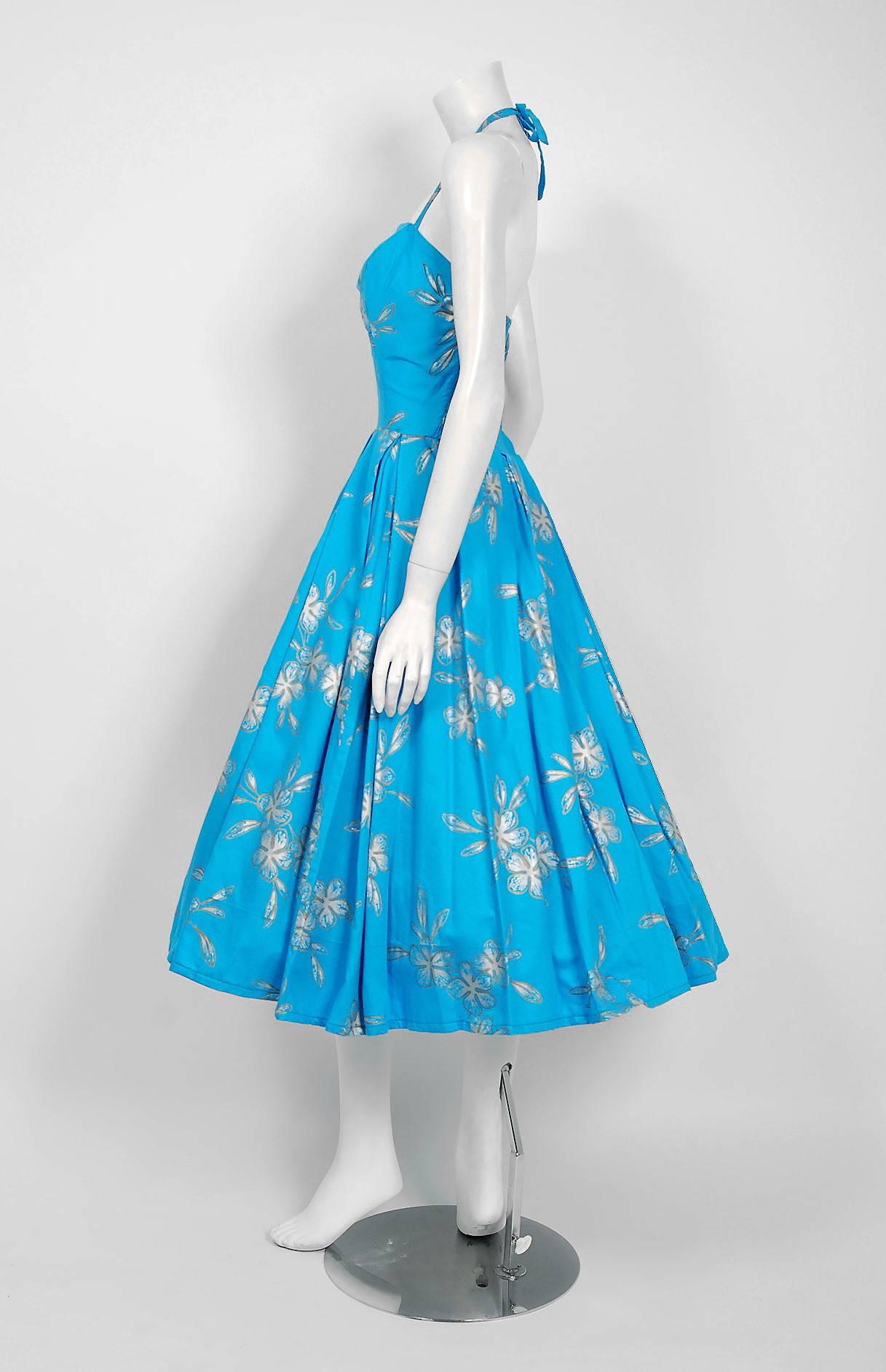 turquoise print dress