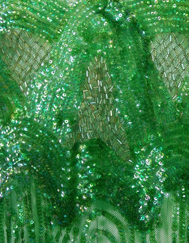 1920's Emerald Green Iridescent Beaded Sequin Art-Deco Sheer Net Flapper  Dress at 1stDibs | emerald green flapper dress, emerald green art deco dress,  shop thrilling emerald flapper dress