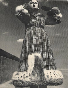 1970 Christian Dior Documented Wool Tweed & Lynx Fur Belted Princess Coat