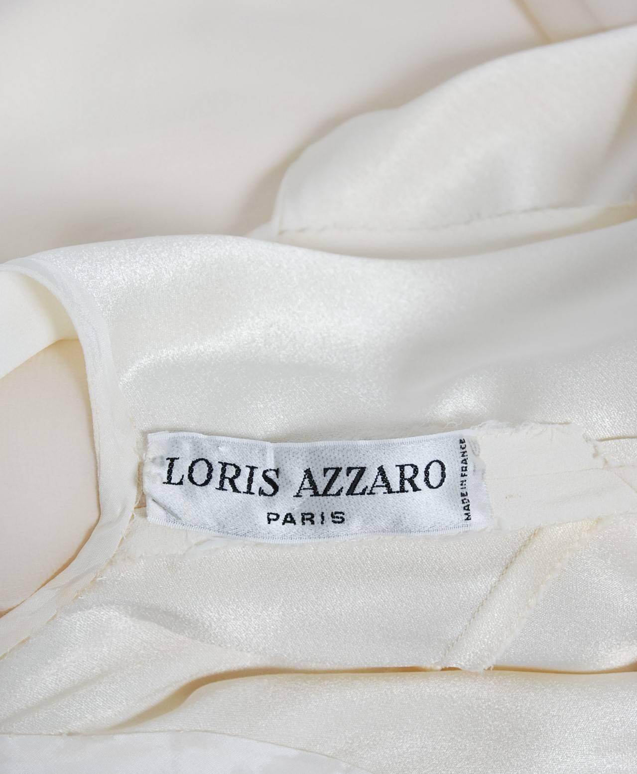 1975 Loris Azzaro Couture Ivory Silk Crepe One-Shoulder Goddess Caftan ...