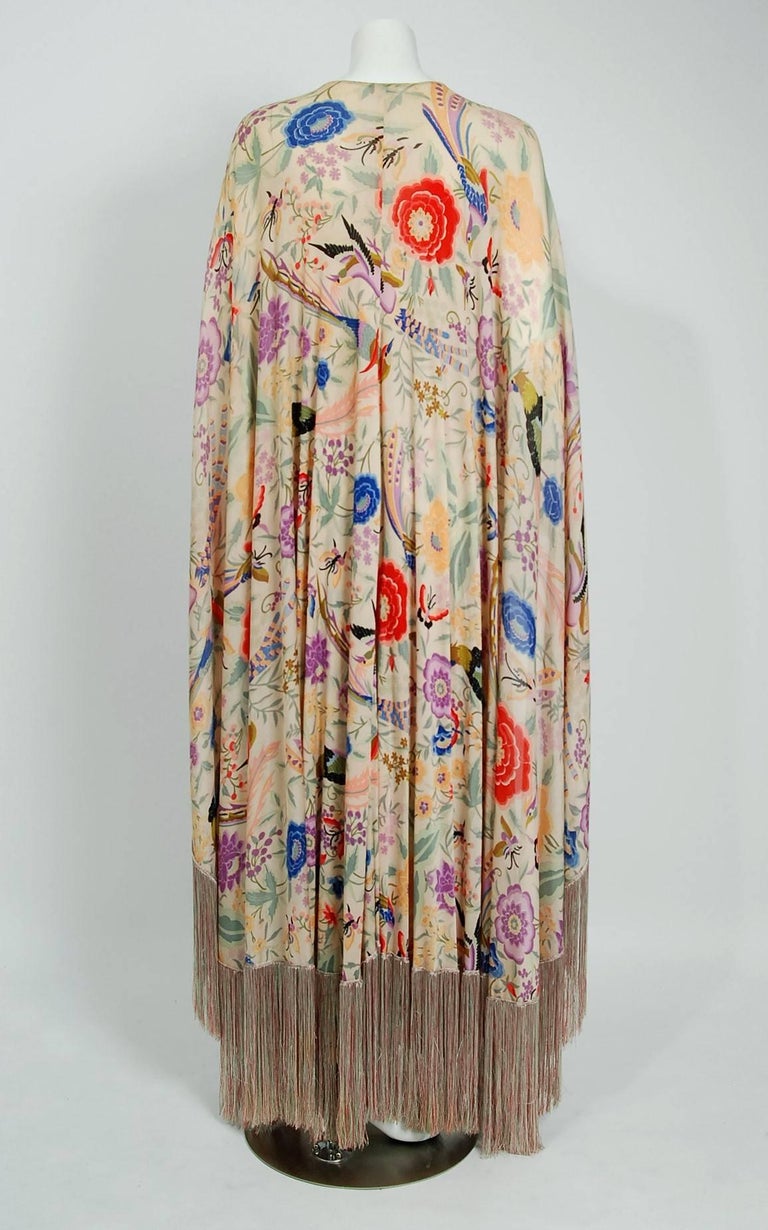 Iconic c.1972-73 Missoni Floral Print Metallic Lurex Caftan Dress