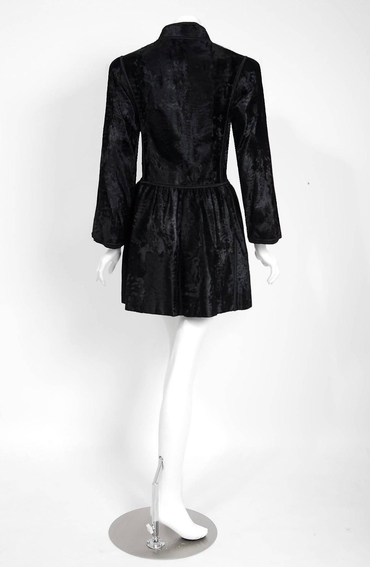 1976 Yves Saint Laurent Couture Russian Collection Black Broadtail Fur Jacket 2