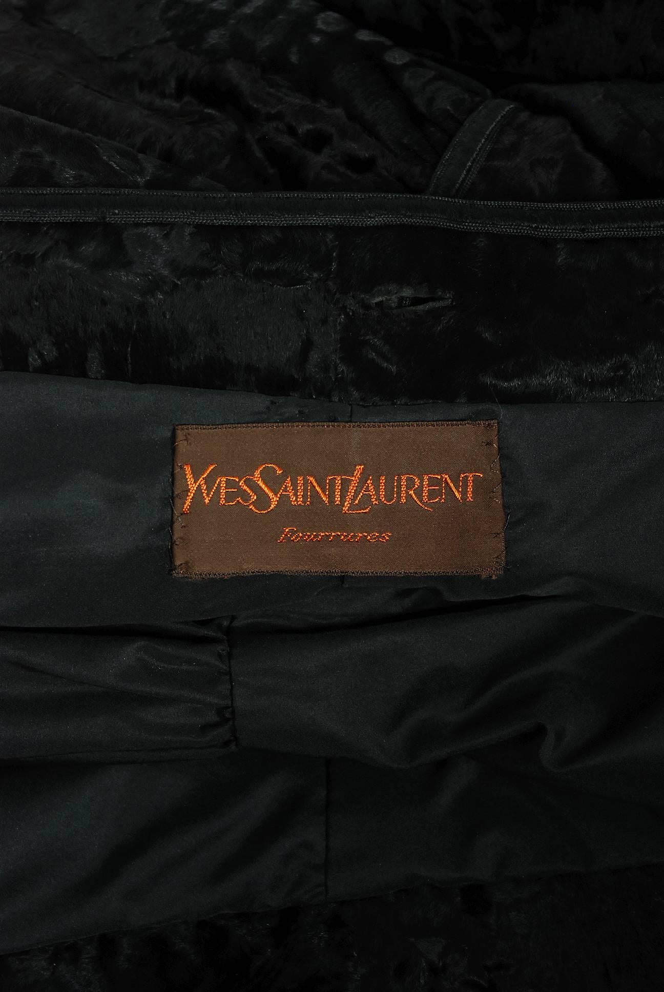 1976 Yves Saint Laurent Couture Russian Collection Black Broadtail Fur Jacket 4