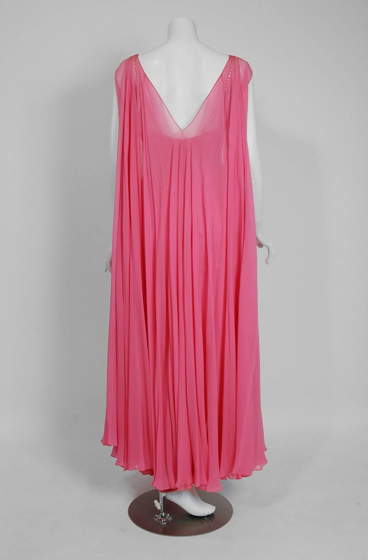 Vintage 1950's Yma Sumac Metallic Beaded Pink Ruched Silk Hourglass Couture Gown 5
