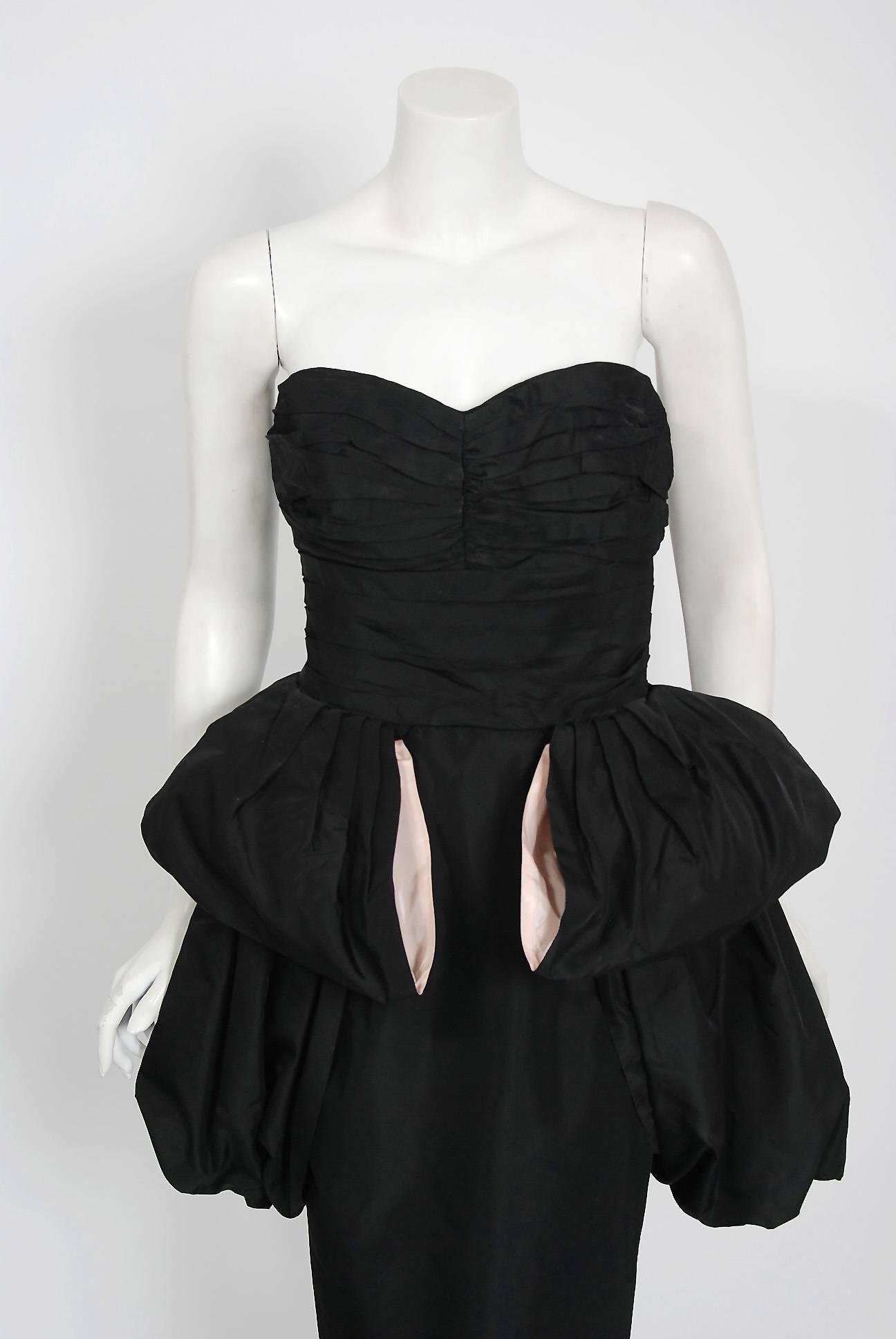 black strapless peplum dress