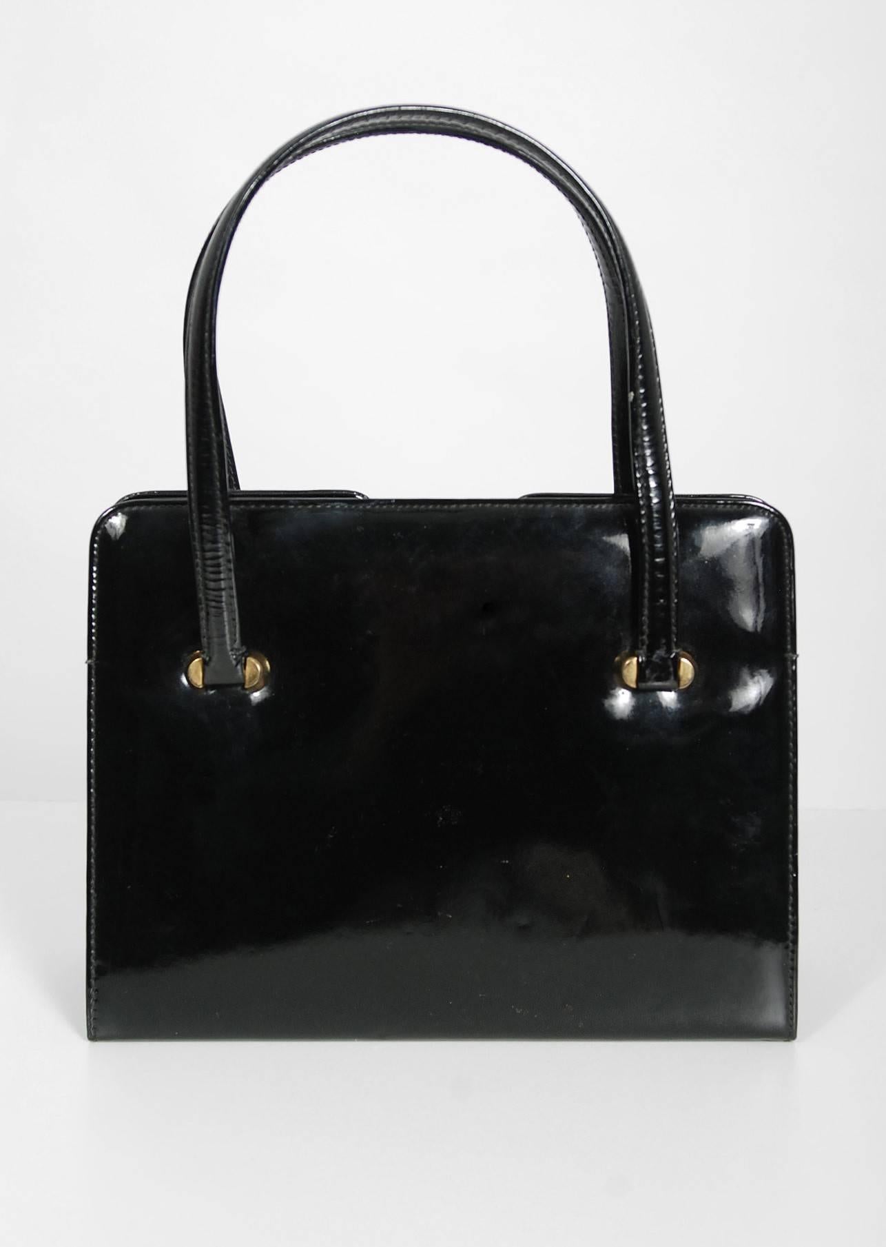 black patent leather purse