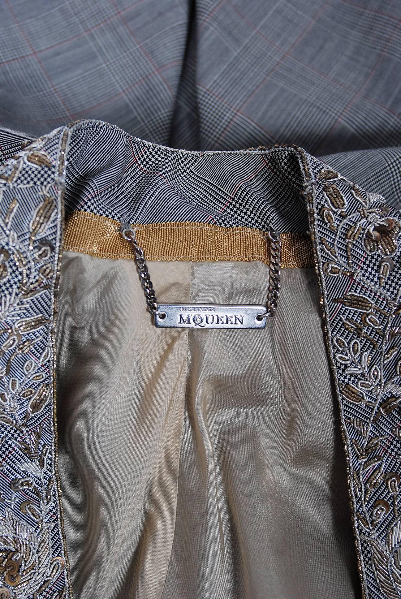 Alexander McQueen Embroidered Metallic Bullion Victorian Tails Coat Jacket, 2002 1