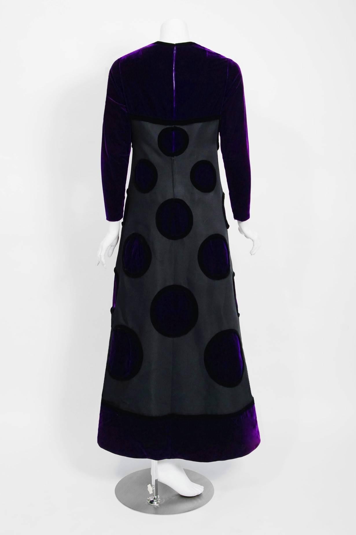 Vintage 1970 Pierre Balmain Haute Couture Purple Velvet Gown & Full-Length Cape 2
