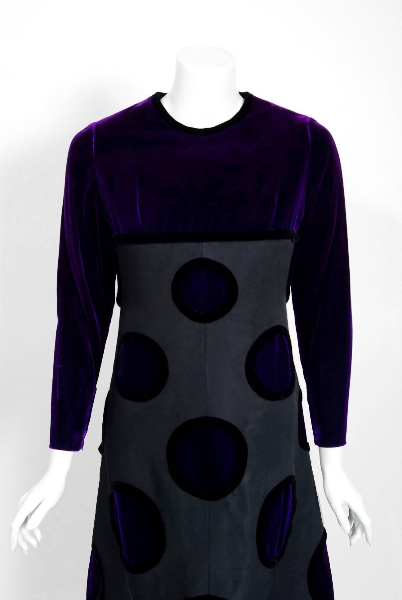 Women's Vintage 1970 Pierre Balmain Haute Couture Purple Velvet Gown & Full-Length Cape