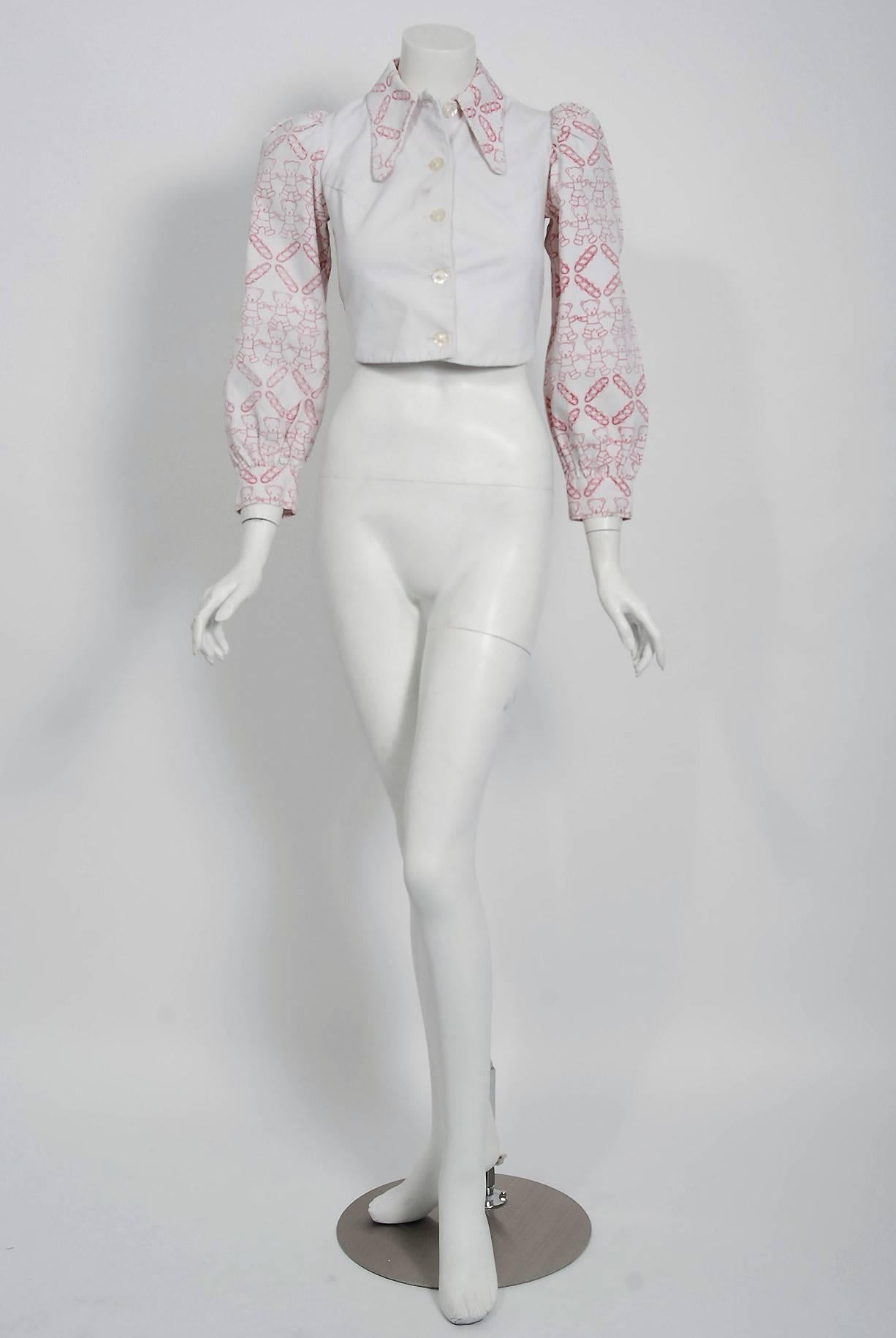 Important Zandra Rhodes and Sylvia Ayton Couture novelty print jacket dating back to 1968.  Zandra Rhodes was one of the British designers who put London at the forefront of the international fashion scene. Her designs are considered creative