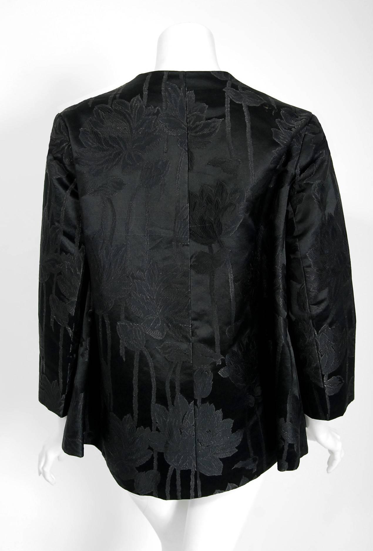 Women's Vintage 1953 Christian Dior Haute-Couture Floral Silk Brocade Winged Jacket