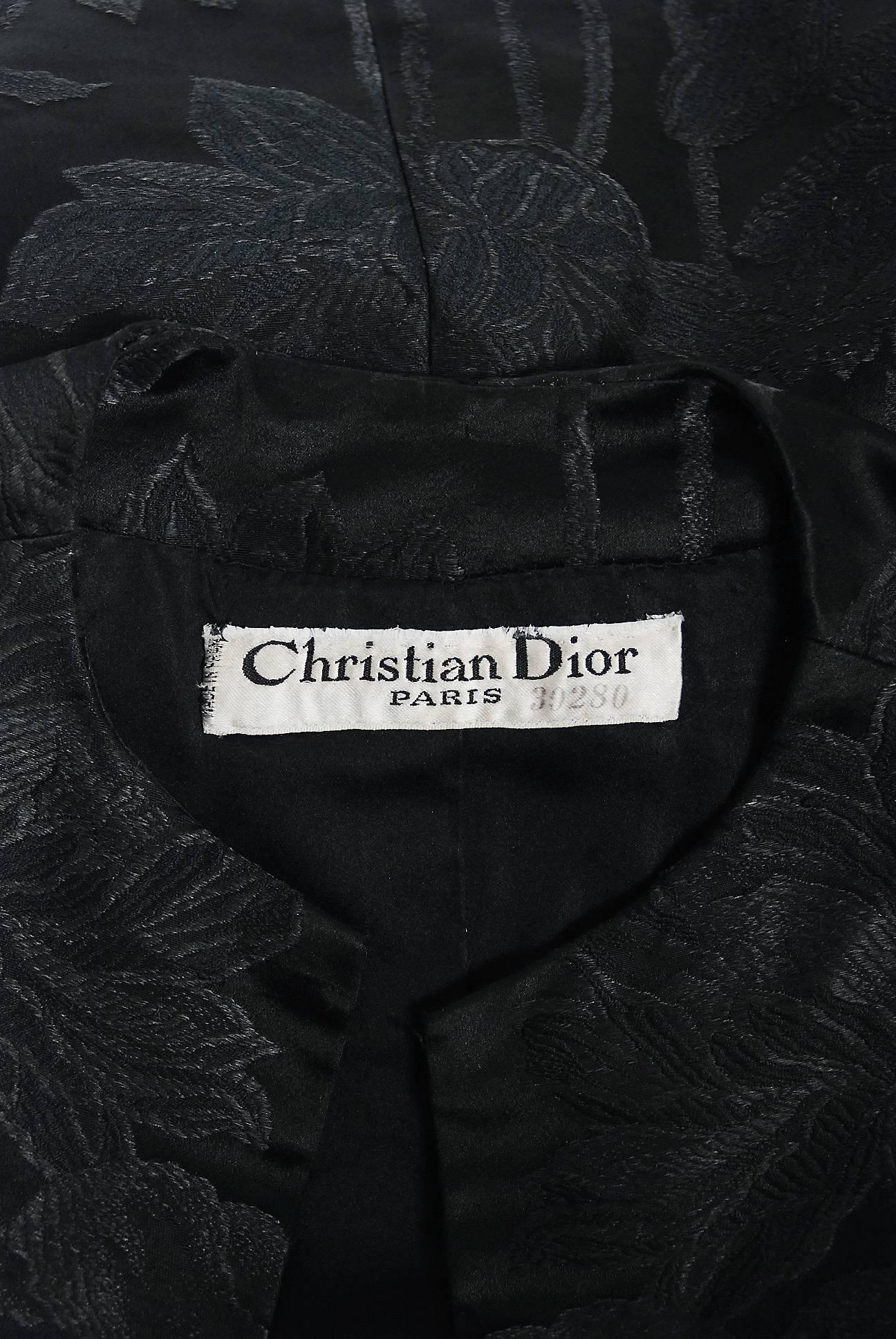 Vintage 1953 Christian Dior Haute-Couture Floral Silk Brocade Winged Jacket 1
