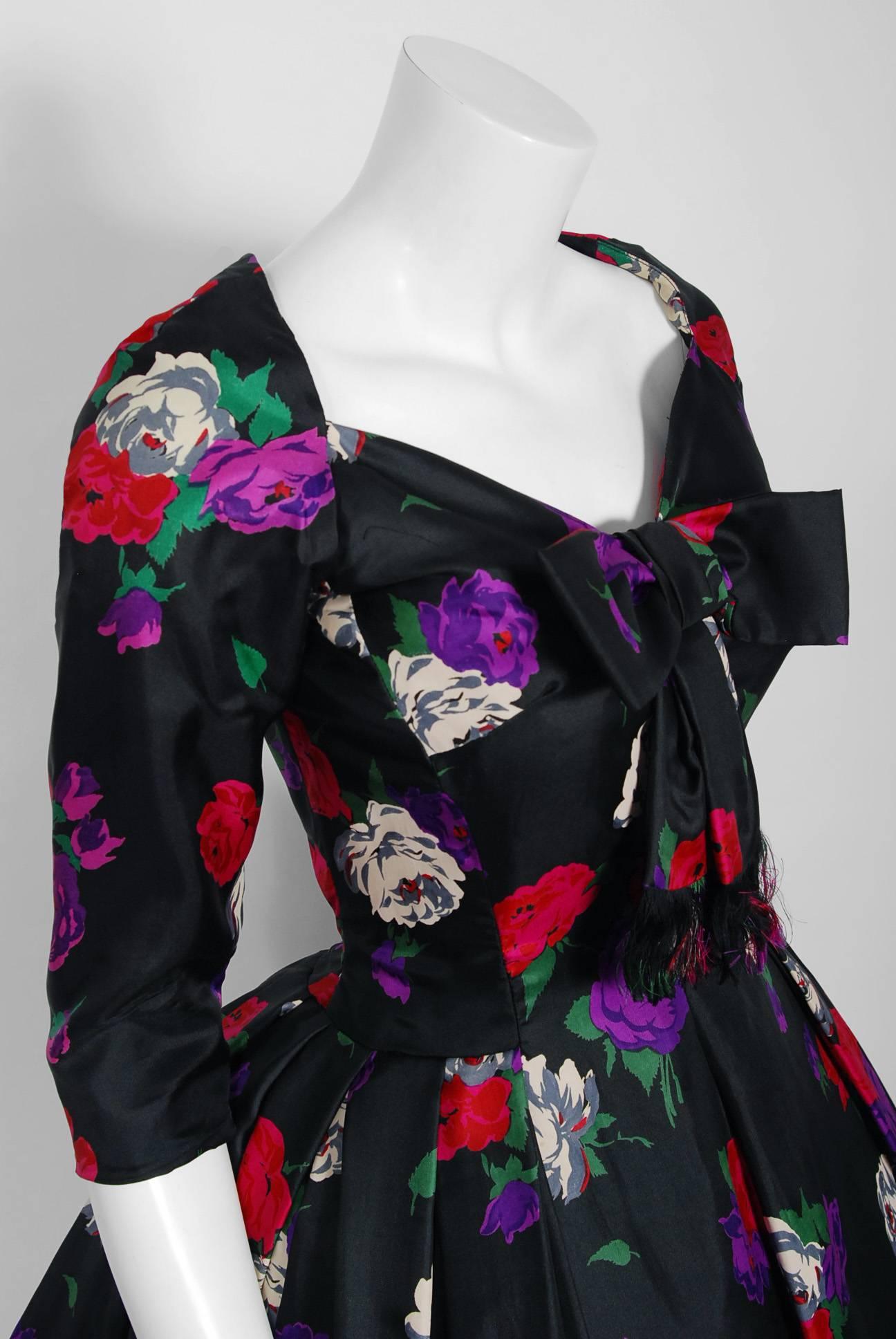 Stunning Suzy Perette floral rose-garden print dress fashioned in a 