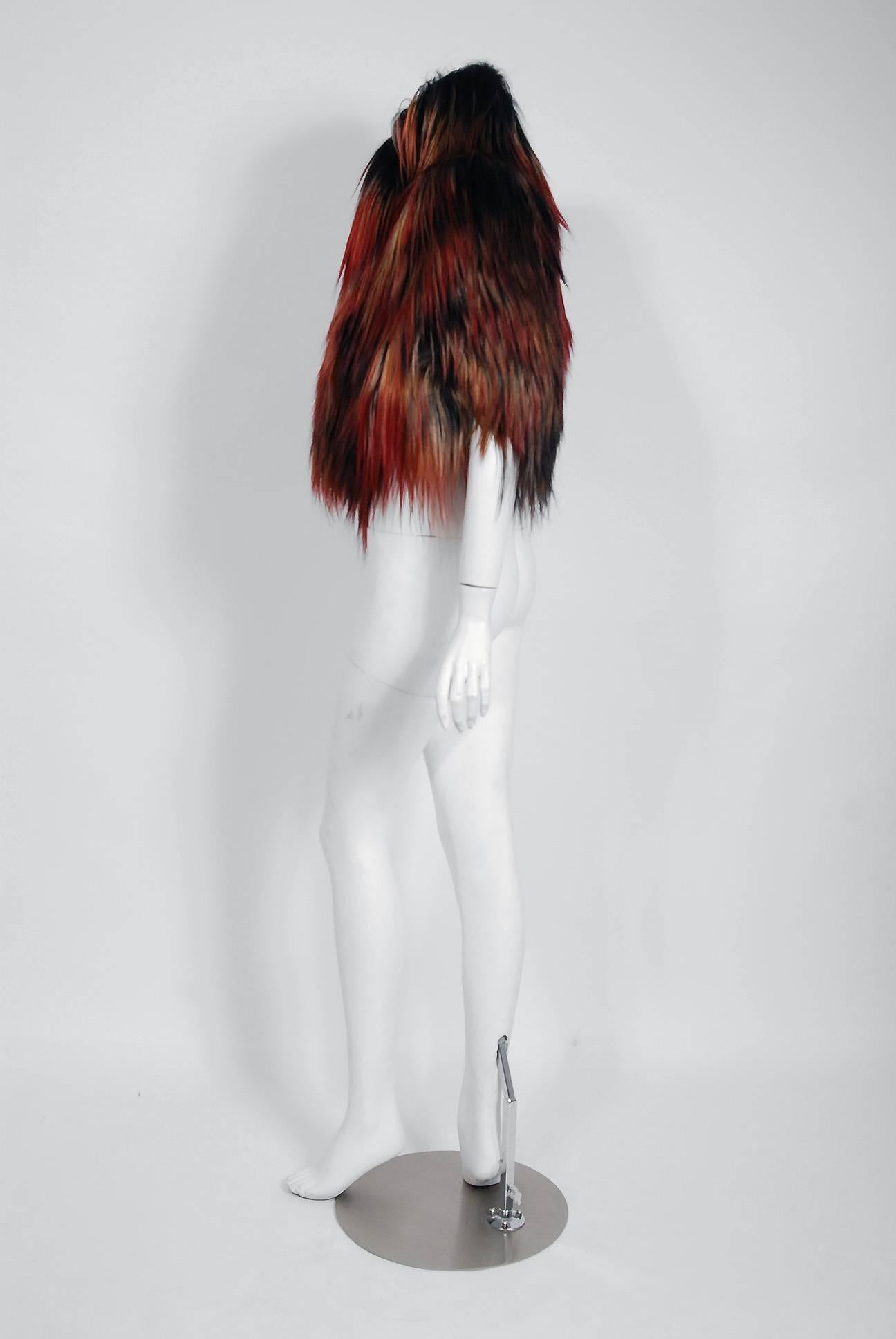 2011 Ann Demeulemeester Runway Ombre Goat Fur Cropped Vest Bolero Capelet Jacket In Good Condition In Beverly Hills, CA