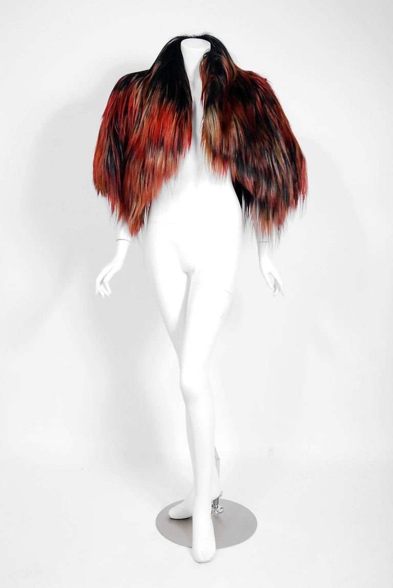 2011 Ann Demeulemeester Runway Ombre Goat Fur Cropped Vest Bolero Capelet Jacket In Good Condition For Sale In Beverly Hills, CA