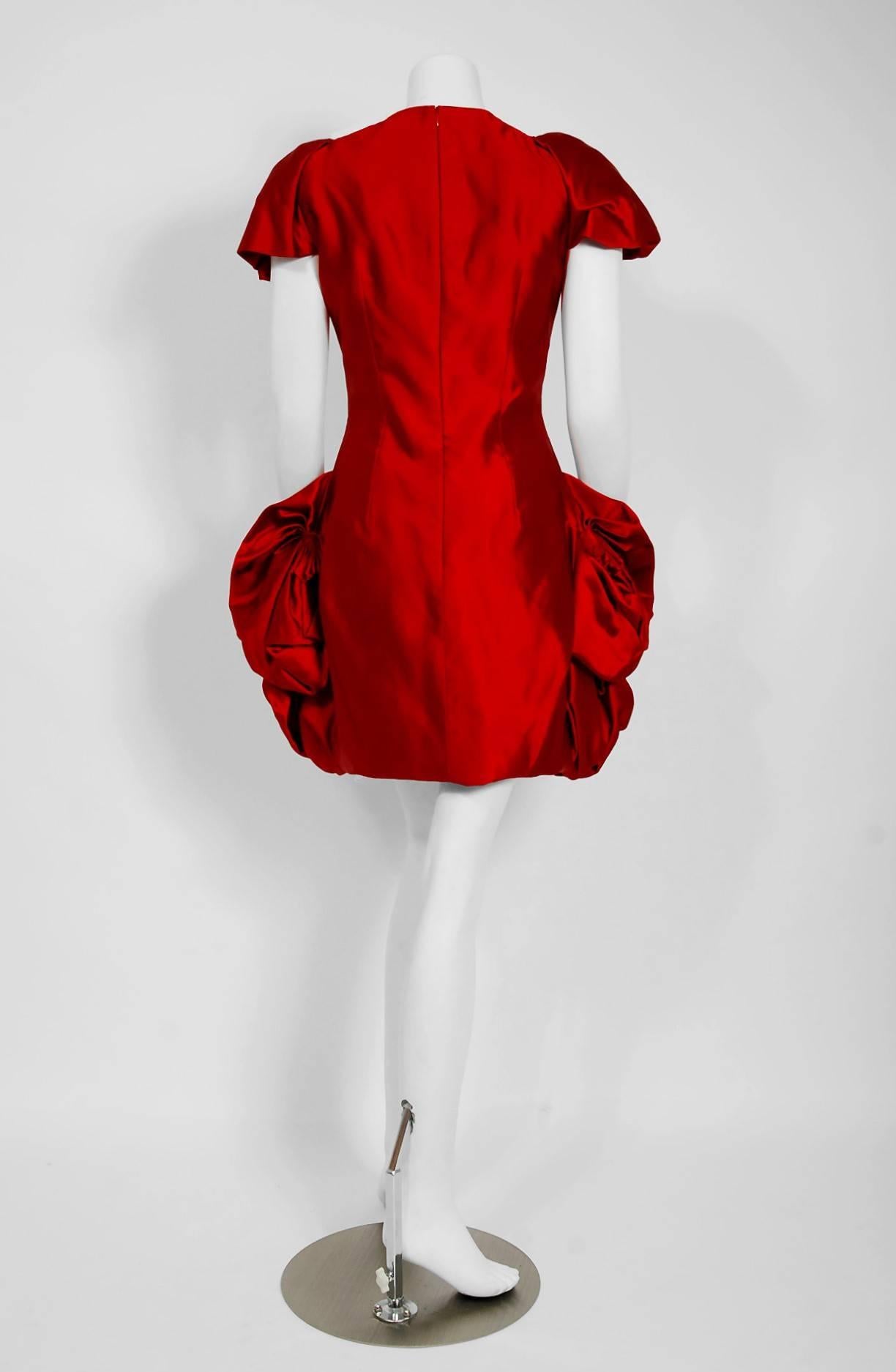 2010 Alexander McQueen Final Runway Collection Red Satin Metallic Bullion Dress 3