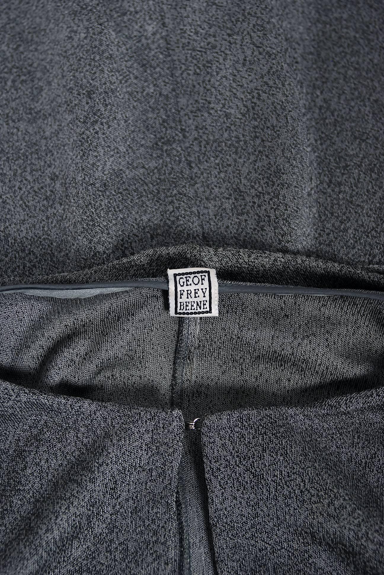 Vintage 1990 Geoffrey Beene Grey Silk-Jersey Draped Scarf High Slit Maxi Dress 1
