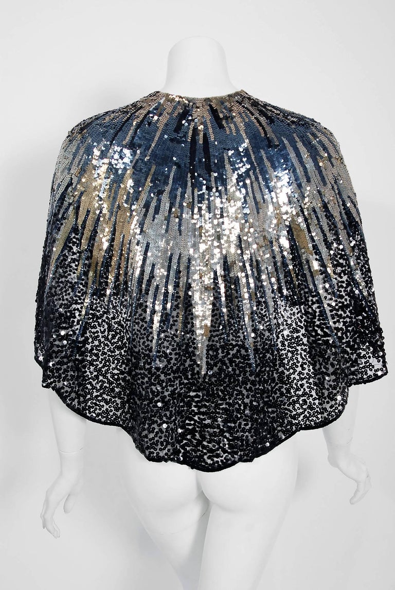1920's French Couture Ombre Beaded Sequin High-Low Flapper Capelet at ...