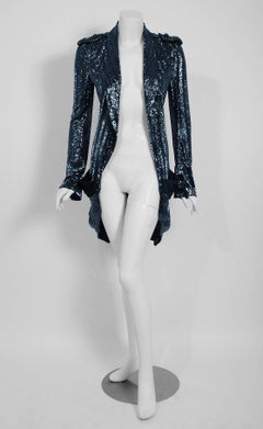 2005 Balenciaga Runway Couture Lesage Beaded Black Sculpted Tuxedo Blazer Jacket