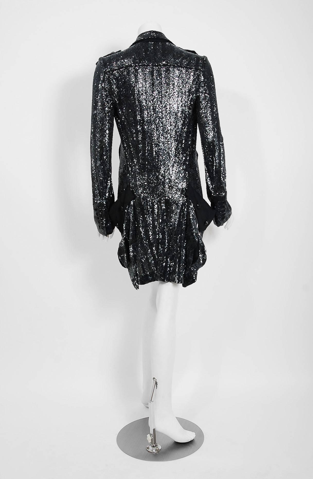 2005 Balenciaga Runway Couture Lesage Beaded Black Sculpted Tuxedo Blazer Jacket 3