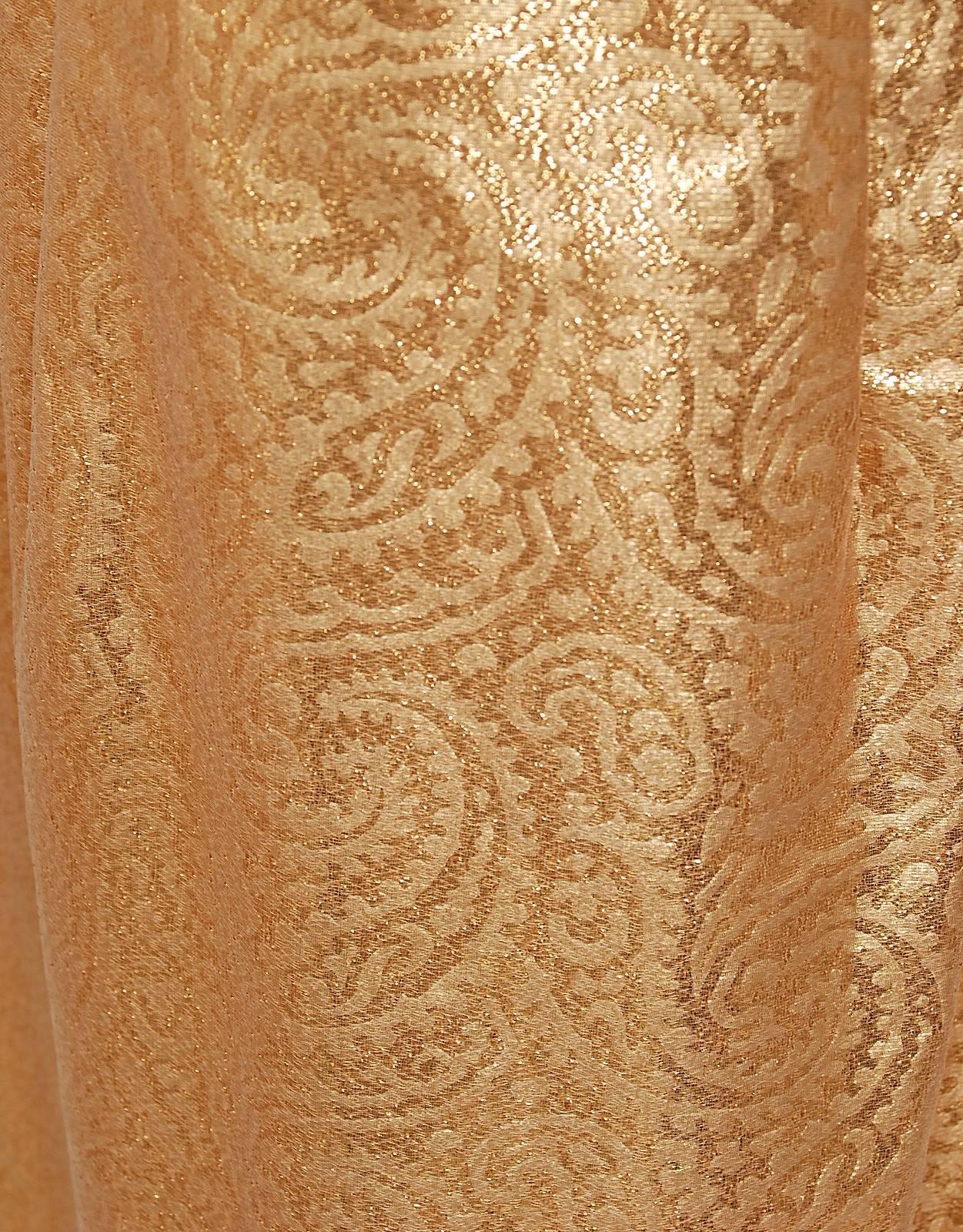 1950's Metallic Gold Lamé Shelf Bust Plunge Hourglass Fishtail Cocktail Dress In Excellent Condition In Beverly Hills, CA