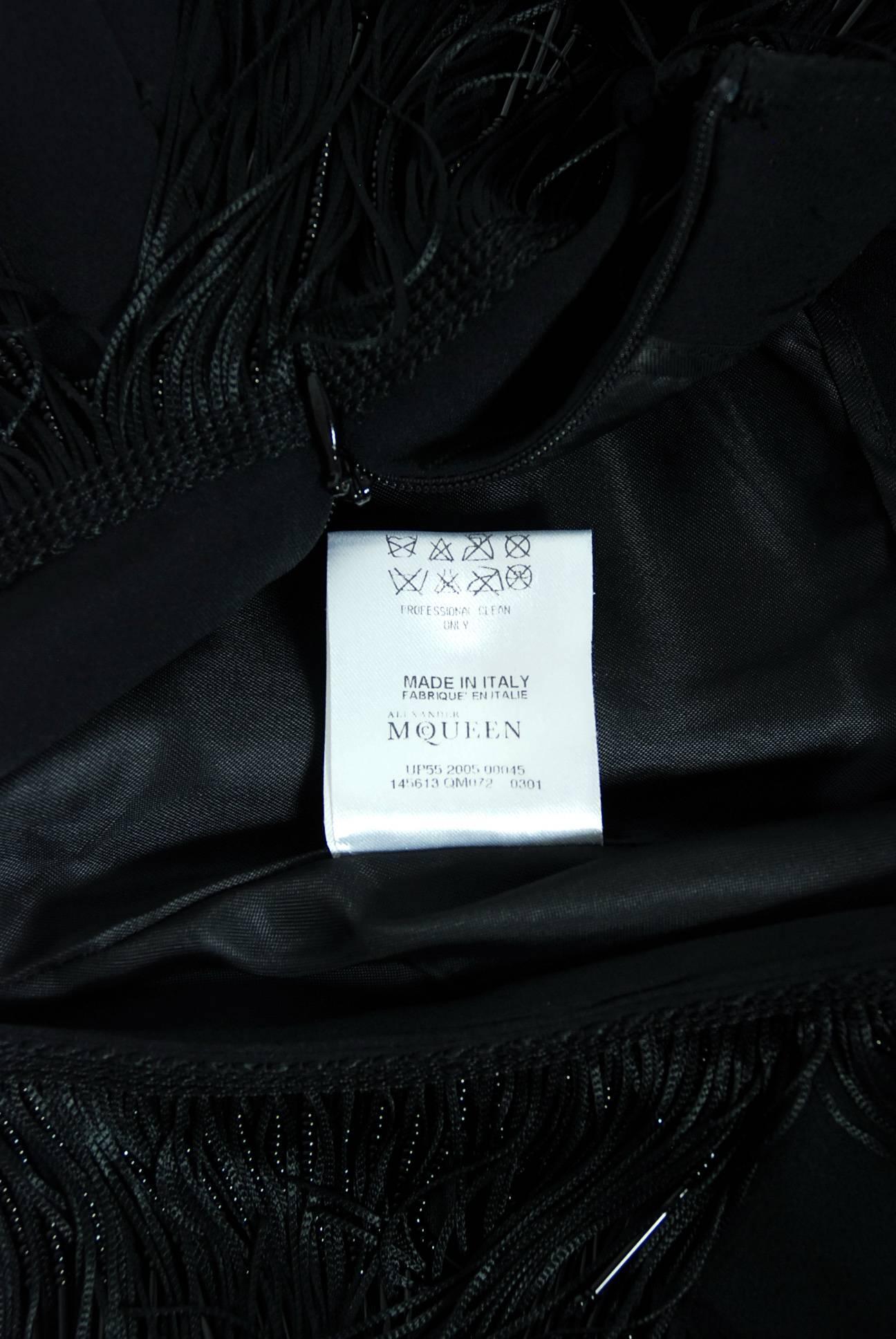 2005 Alexander McQueen Documented Black Beaded Silk Tiered Fringe Flapper Skirt 4