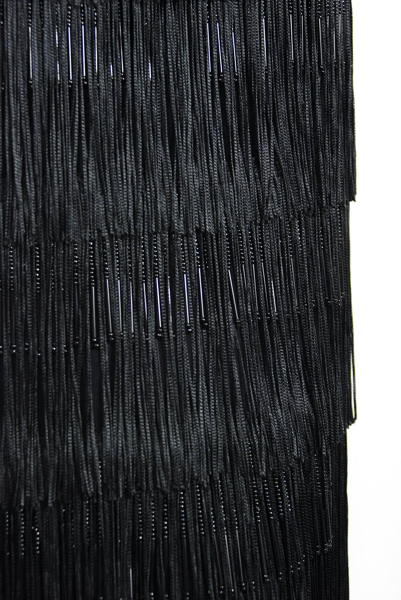 Women's 2005 Alexander McQueen Documented Black Beaded Silk Tiered Fringe Flapper Skirt