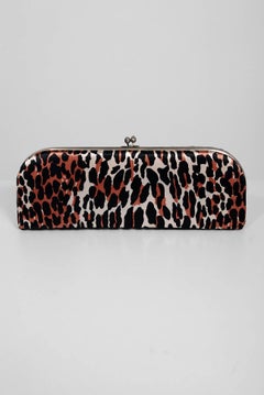 Vintage 1950's Leopard Animal Novelty Print Silk Kitty Heels & Clutch Purse Set
