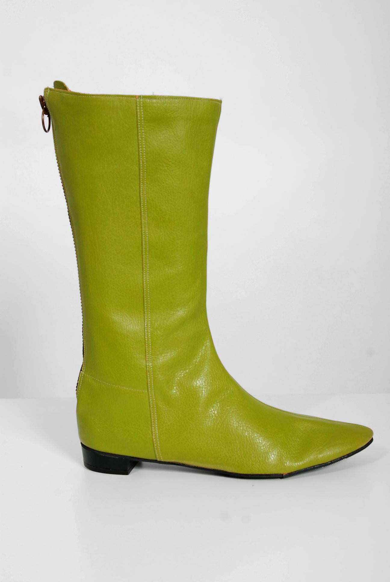 green designer boots