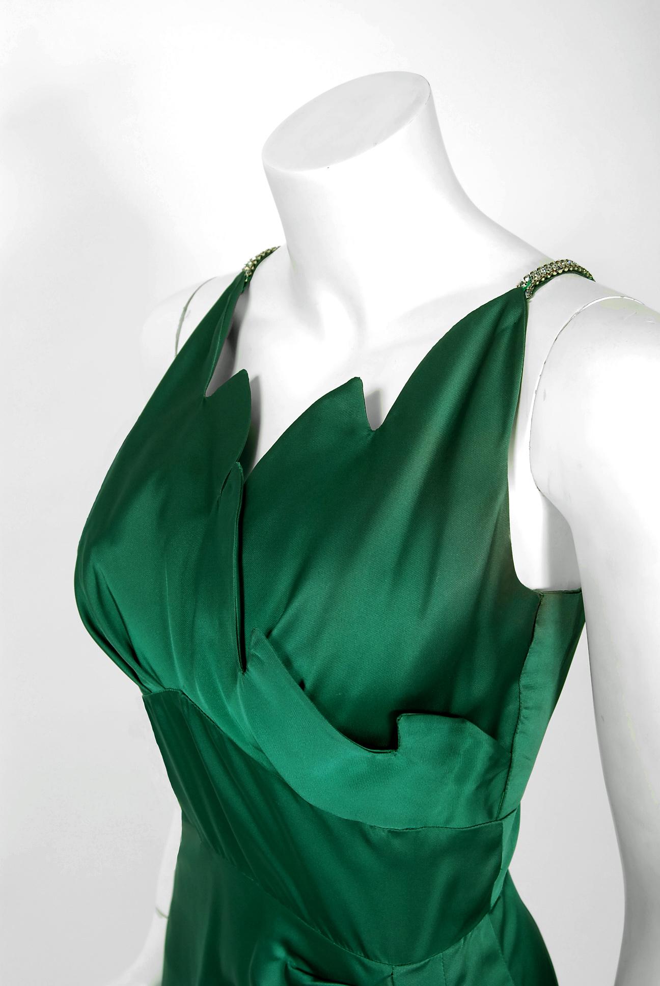 forest green silk dress