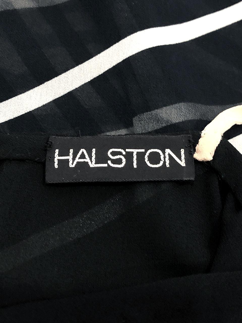Halston Couture Black and White Graphic Illusion Silk Chiffon Maxi Dress, 1977 4