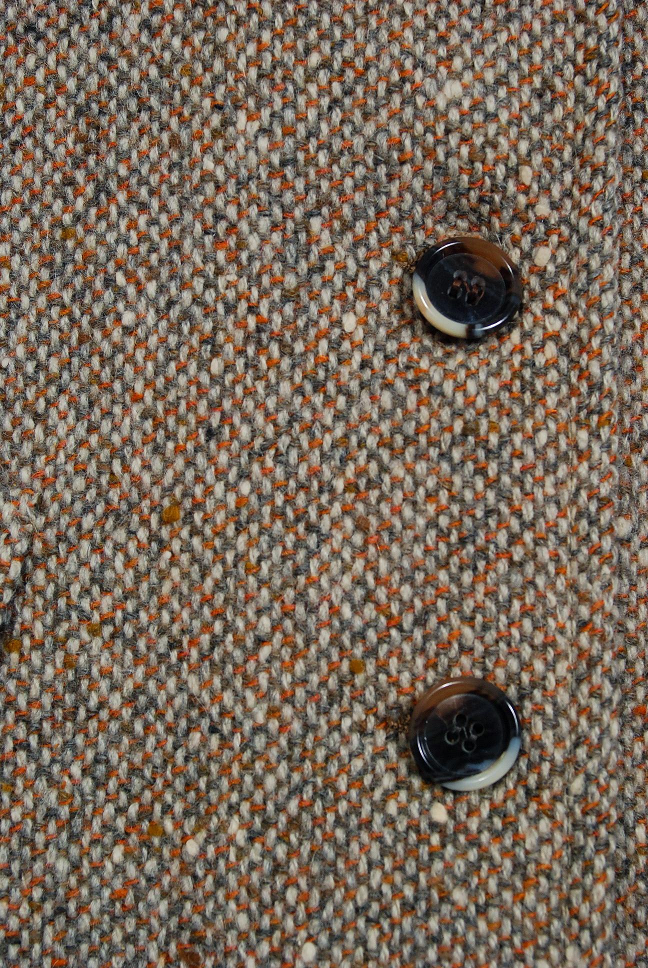 Women's 1973 Yves Saint Laurent Rive Gauche Autumn Brown Tweed Wide-Pocket Tailored Coat