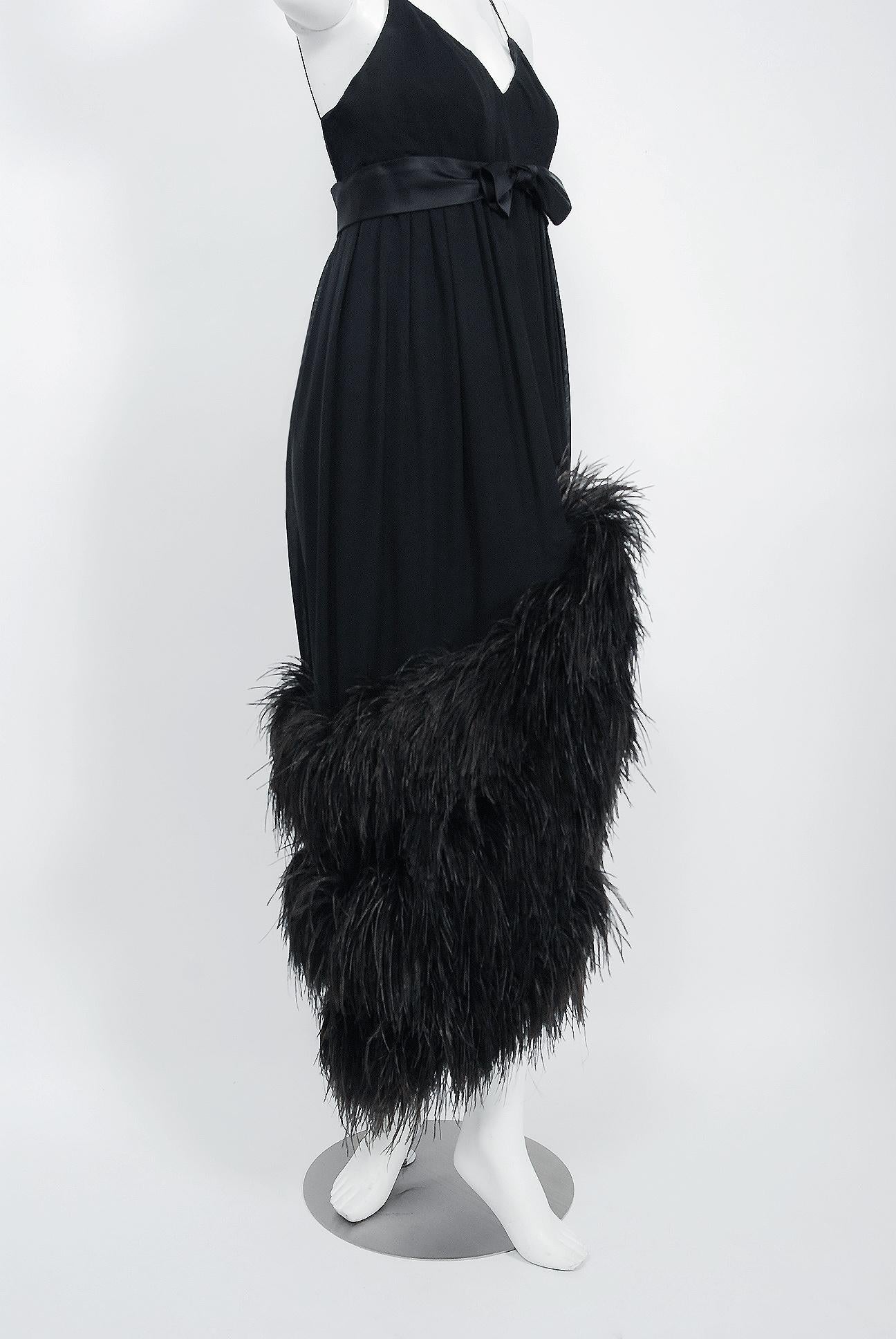 black ostrich dress