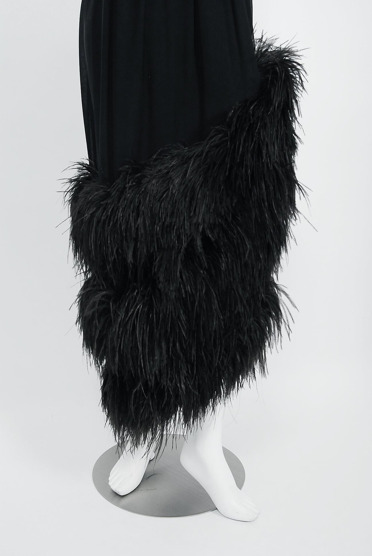 gown with ostrich feathers