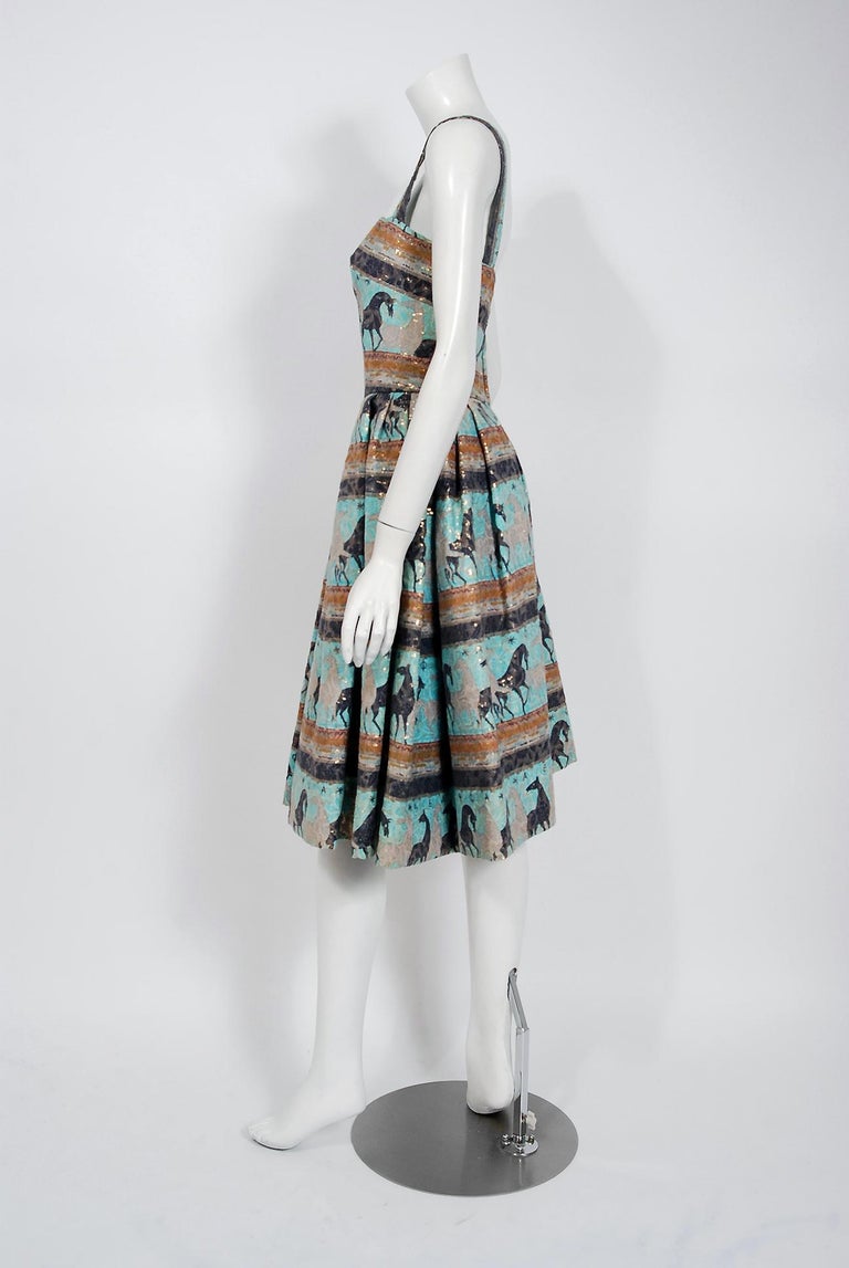1950s Hulitar Attr Pink Silk Brocade Gown