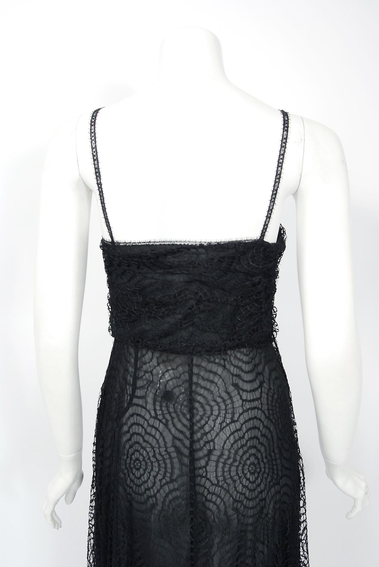Vintage 1995 Karl Lagerfeld for Chloe Black Spiderweb Lace Velvet Dress & Jacket 1