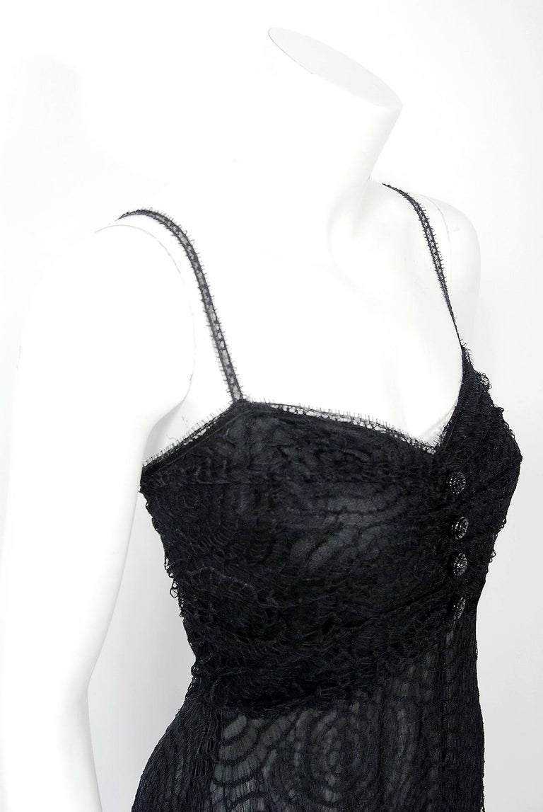 Vintage 1995 Karl Lagerfeld for Chloe Black Spiderweb Lace Velvet Dress ...