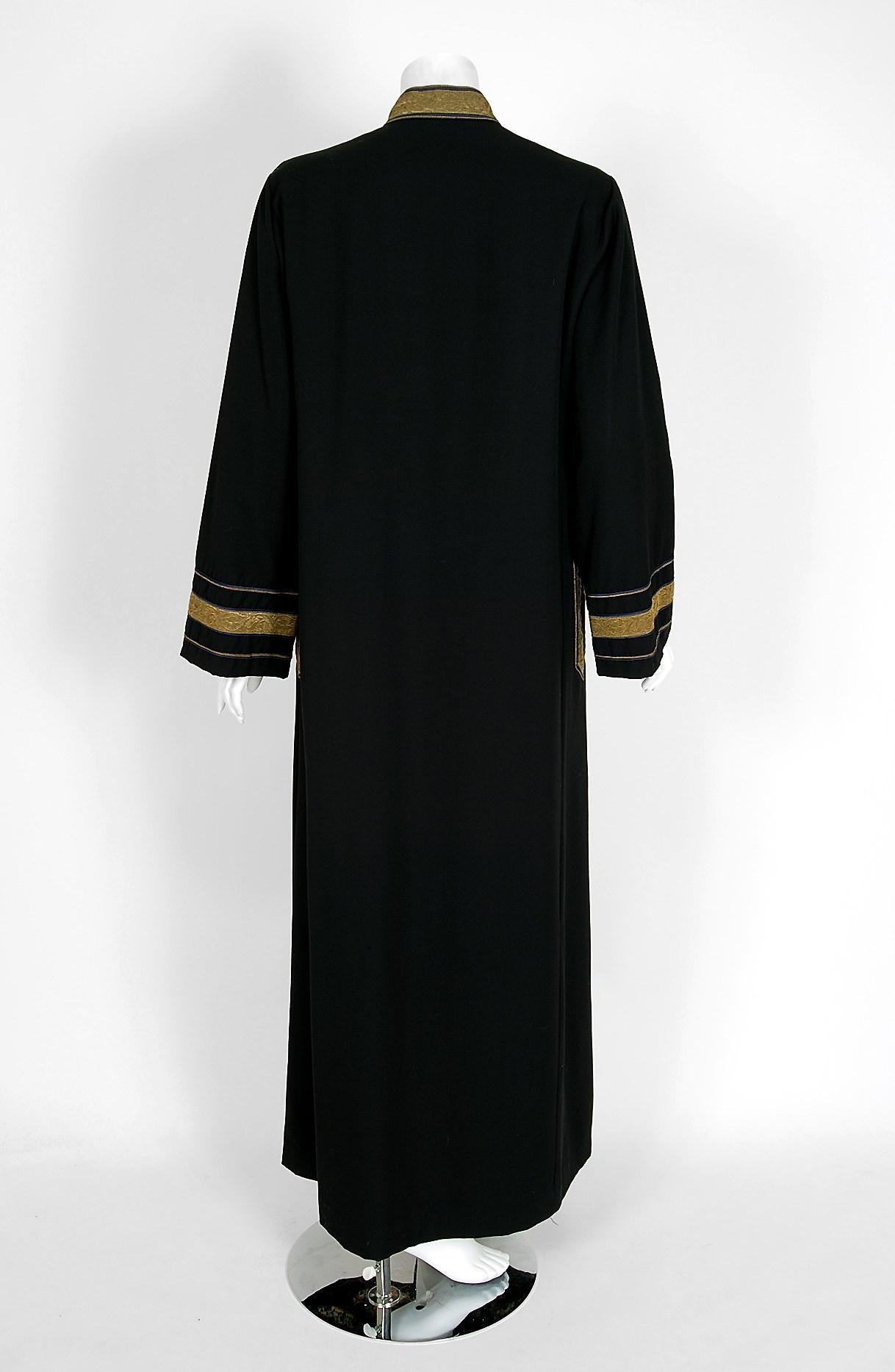 Women's or Men's 1970 Thea Porter Couture Cotton-Twill & Metallic Gold Lame Bohemian Maxi Jacket
