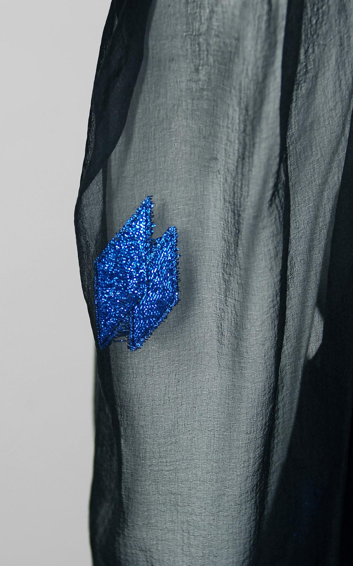 Women's Vintage 1972 Christian Dior Metallic Black & Blue Silk Backless Draped Gown