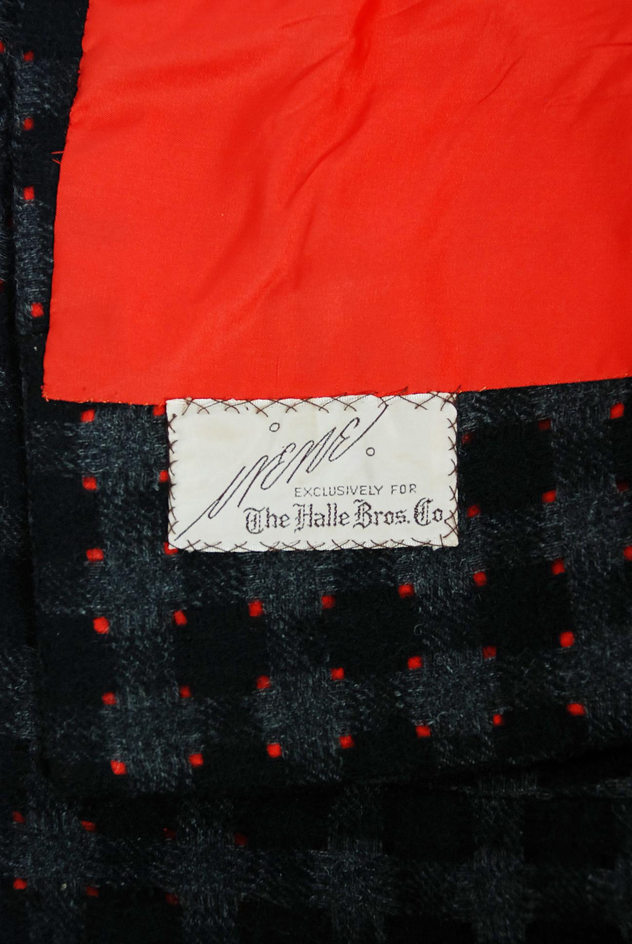 1940's Irene Lentz Couture Plaid Cut-Out Wool Winged Capelet Jacket & Skirt Suit 5