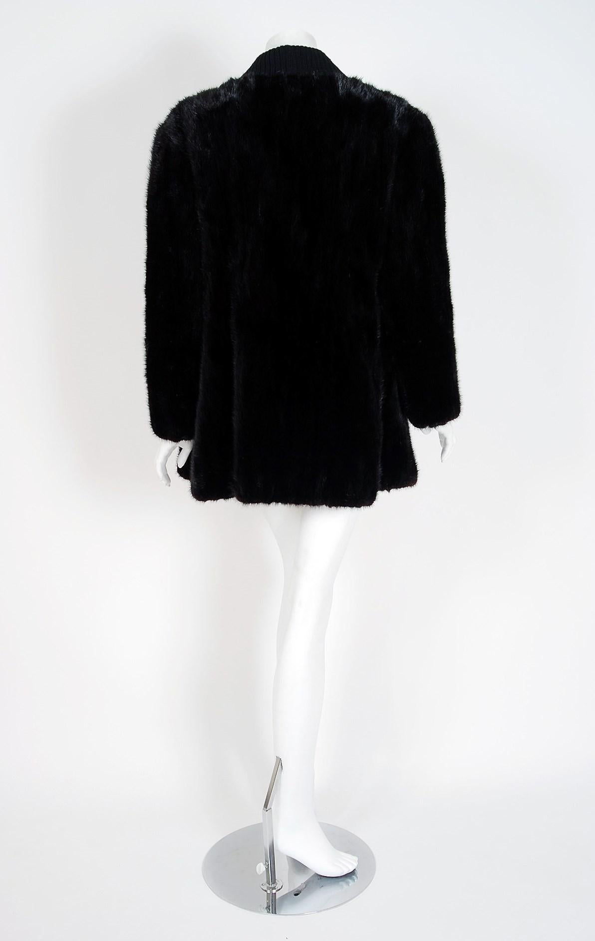Vintage 1968 Pierre Cardin Couture Mink-Fur & Wool Knit Cardigan Sweater Jacket 1